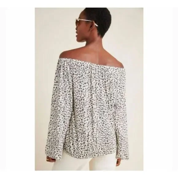 Anthropologie - Cascais On/Off Shoulder Leopard Print Top sz S - Picture 2 of 7